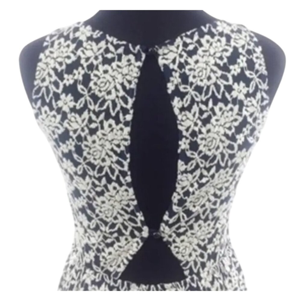 Anthropologie Floral Lace Sleeveless Scalloped Hem Cinched Waist Dress - Picture 9 of 16